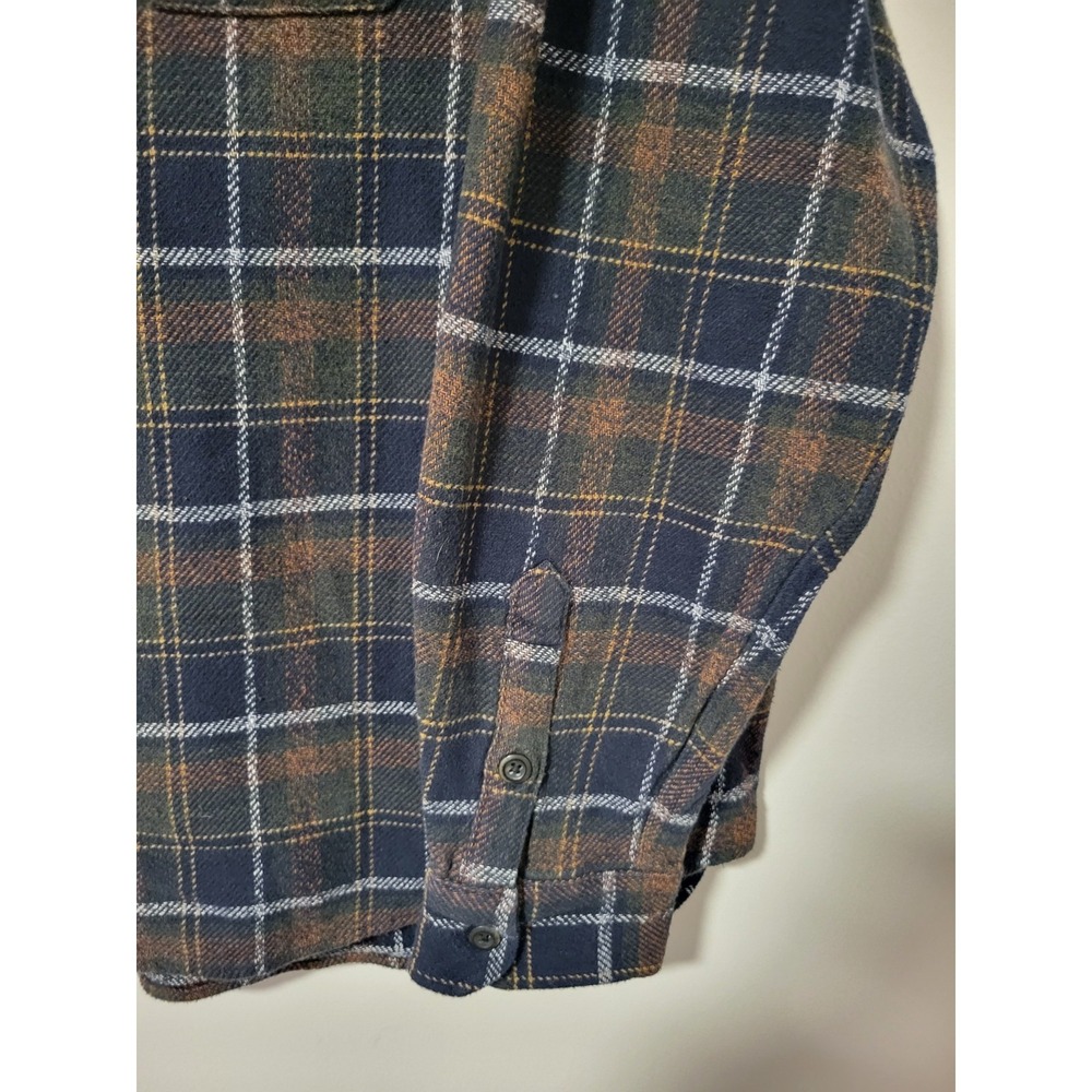 Orvis Classic Plaid Heavyweight Flannel Shacket Shirt XL Blue Green Brown Cotton - Picture 6 of 10